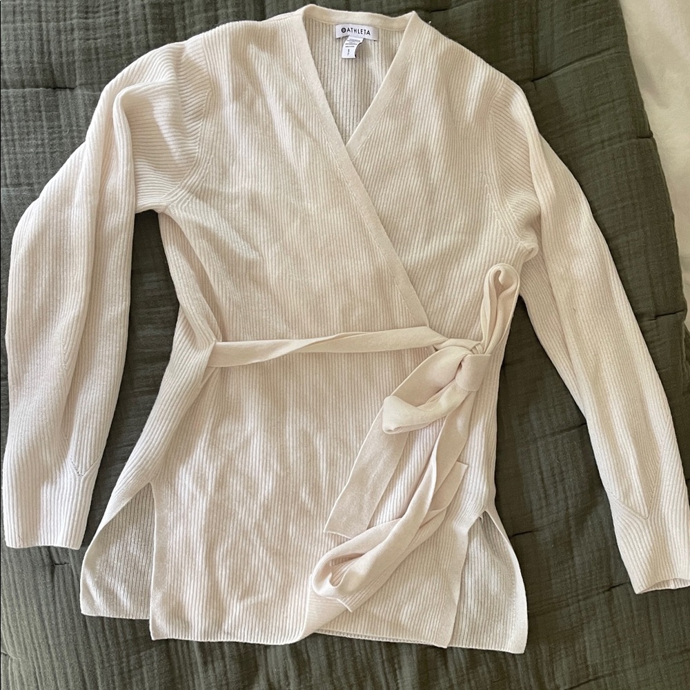 Athleta Ivory Knit Wrap Sweater